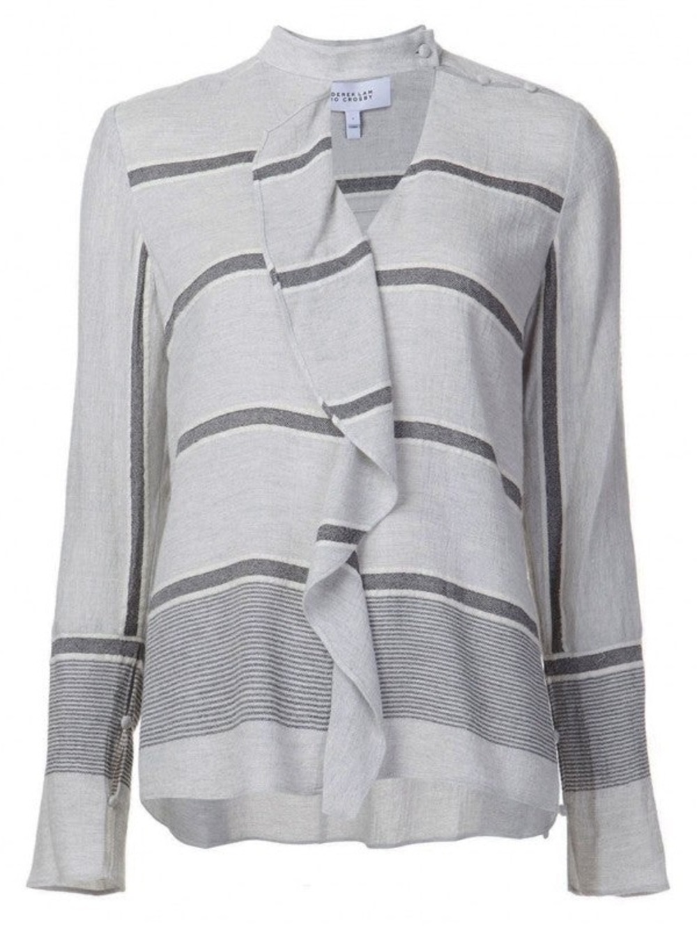 Derek Lam 10 Crosby - Striped, Flannel, Ruffle Blouse - size Small